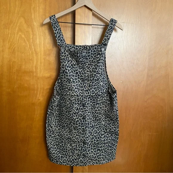 SO Leopard Print Overall Dress with Pockets - Picture 1 of 6